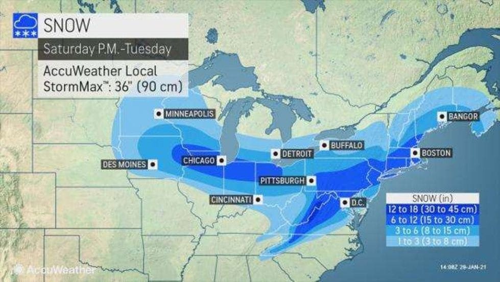 AccuWeather’s forecast for snow accumulation