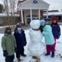 A bigger-than-life snowman was among those who visited Regal Heights Nursing Home residents Tuesday.