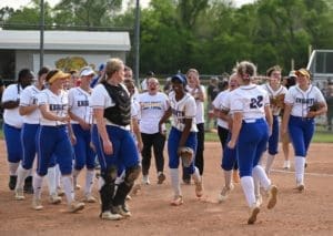 Sussex Central softball celebrates after advacning to state championship photo by Nick Halliday