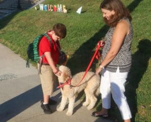 Ursuline's new therapy dog, Winnie, welcomed students Wednesday.