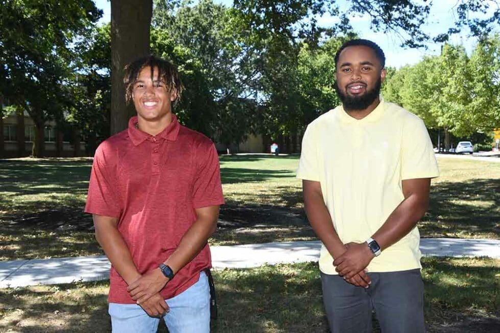 Jaden Rivera, left, and Ja’ron Hunt, the first two winners of DSU's Terrance Newton Scholarship.