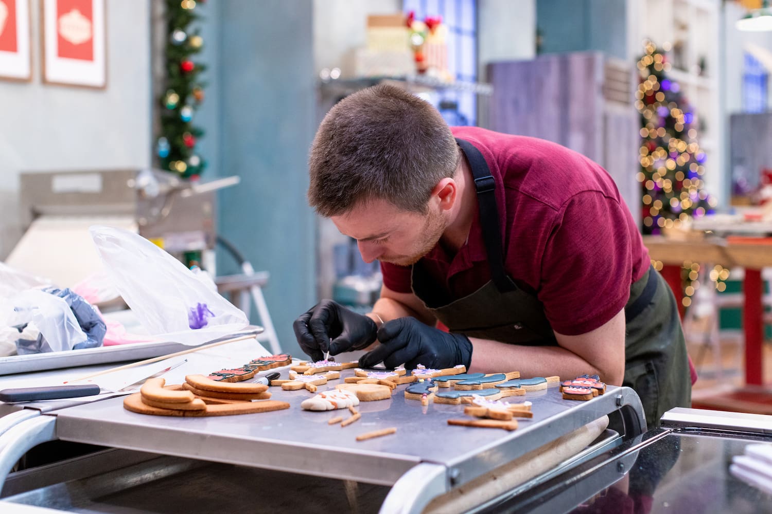 Contestant Joe Daigle, at work in the "Holiday Baking Championship Gingerbread Showdown." (Courtesy of Food Network)