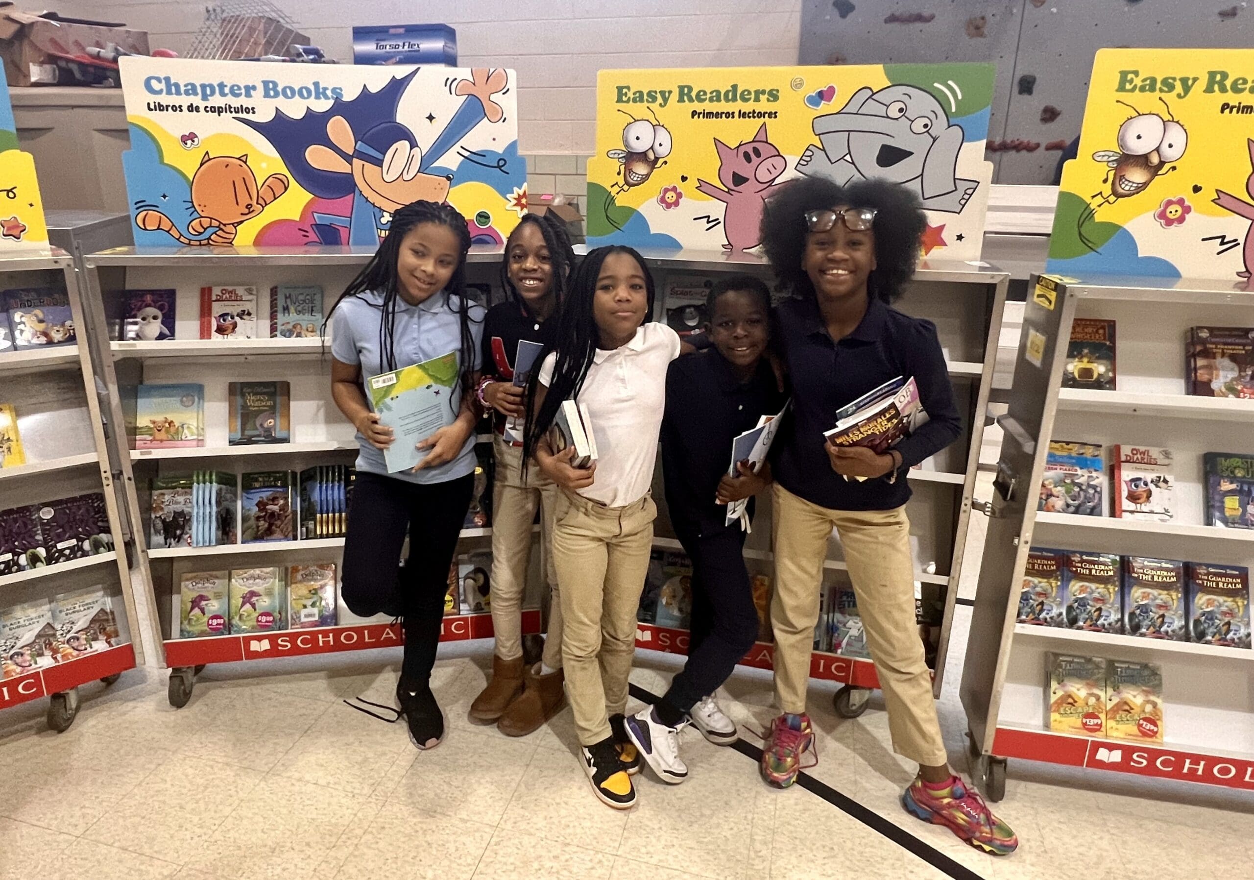 Thomas Edison students at the holiday book fair. From left, TruLynn Adams, Anajah Hickman, Alaihah Thompson, Kayden Washington, Destiny Grimes.