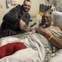 Tim Letts, left, alongside Bill Sumiel after the kidney transplant surgery.