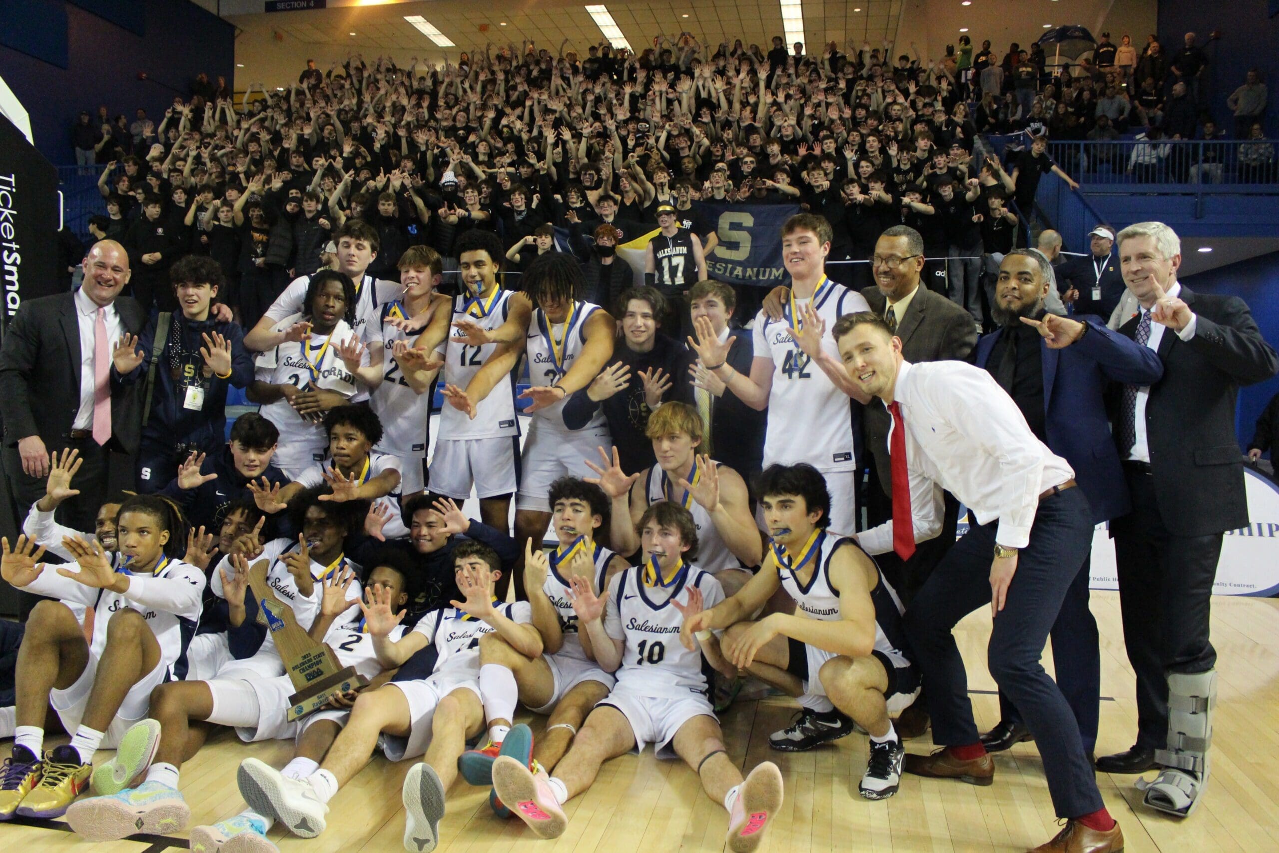 Featured image for “Salesianum wins 2023 boys basketball state title”