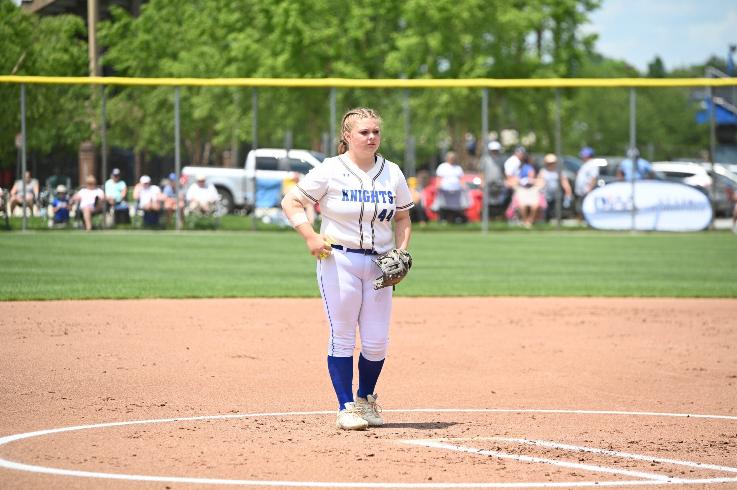 Madge Layfield of Sussex Central softball about to wind up for a pitch photo by Nick Halliday scaled