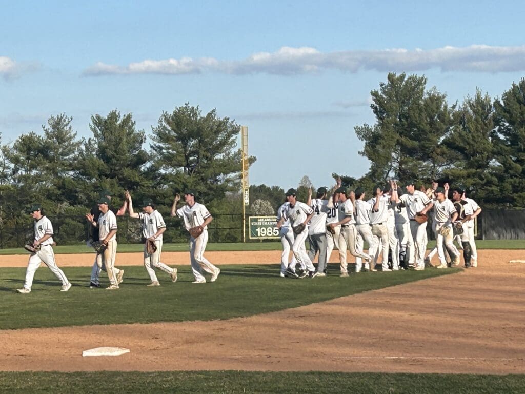 Saint Marks baseball celebrates after defeating Appoquinimink photo by Nick Halliday