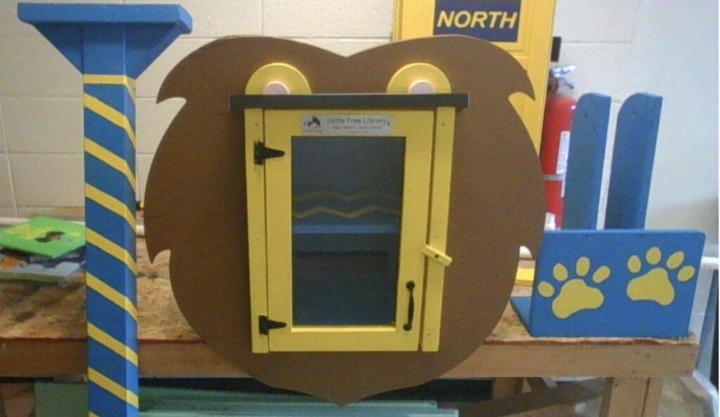 The Lancashire Elementary Lion Little Free Library.