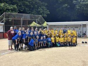 2023 DFRC Blue Gold softball teams posing after the game photo by Nick Halliday