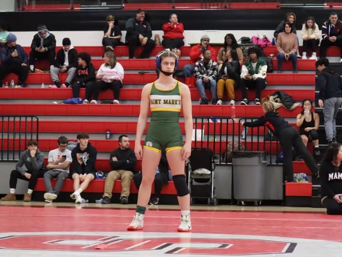 Freshman Addie Till is the first female varsity wrestler in the history of Saint Marks photo courtesy of Saint Marks
