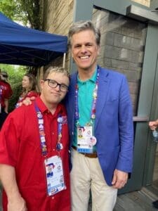 Brian left and Tim Shriver right the CEO of Special Olympics International photo courtesy of Christine and Manny Perry