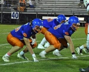 Delmar Wildcats football team defenders getting ready for the snap photo courtesy of Delmar Wildcats Football Facebook