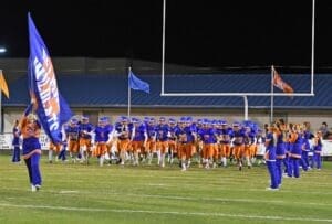Delmar Wildcats football team running out on the field before a game photo courtesy of Delmar Wildcats Football Facebook 2