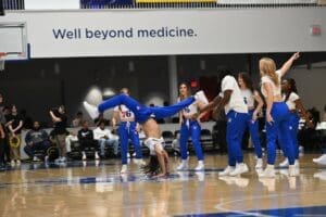 Delaware Blue Coats dance team performs duing a game Photo courtesy of Ben Fulton