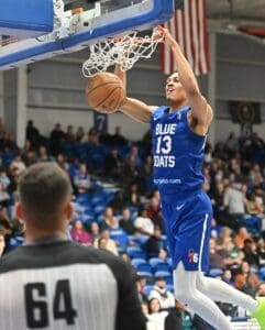 Delaware Blue Coats Darius Bazley dunks the ball against the Go Go photo courtesy of Ben Fulton 1