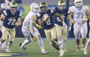 Salesianum football running back BJ Alleyne runs for a touchdown n the football state championship photo couretsy of Dennell Henriquez