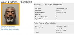 Homeless Sex Offender Notification 8 Ricardo Weatherspoon Sex Offender Registry - Homeless status