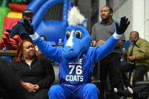 Delaware Blue Coats mascot Coaty celebrated his 5th birthday photo courtesy of Ben Fulton