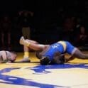 Walter Toomer of Caesar Rodney gets a pin in his 215 pound match in 430. The pin gave the Riders a dramatic 33 31 win photo courtesy of Eric Donato