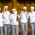 Caesar Rodney culinary team. From left to right: Melia Stamper, Shannon Powell, Ralph Figueroa, Carys Raber, Zoe Rowe, Grey Bendel.