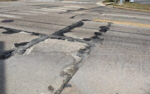 It's pothole season. Watch out for this rough section of Grubb Road. Ken Mammarella photo