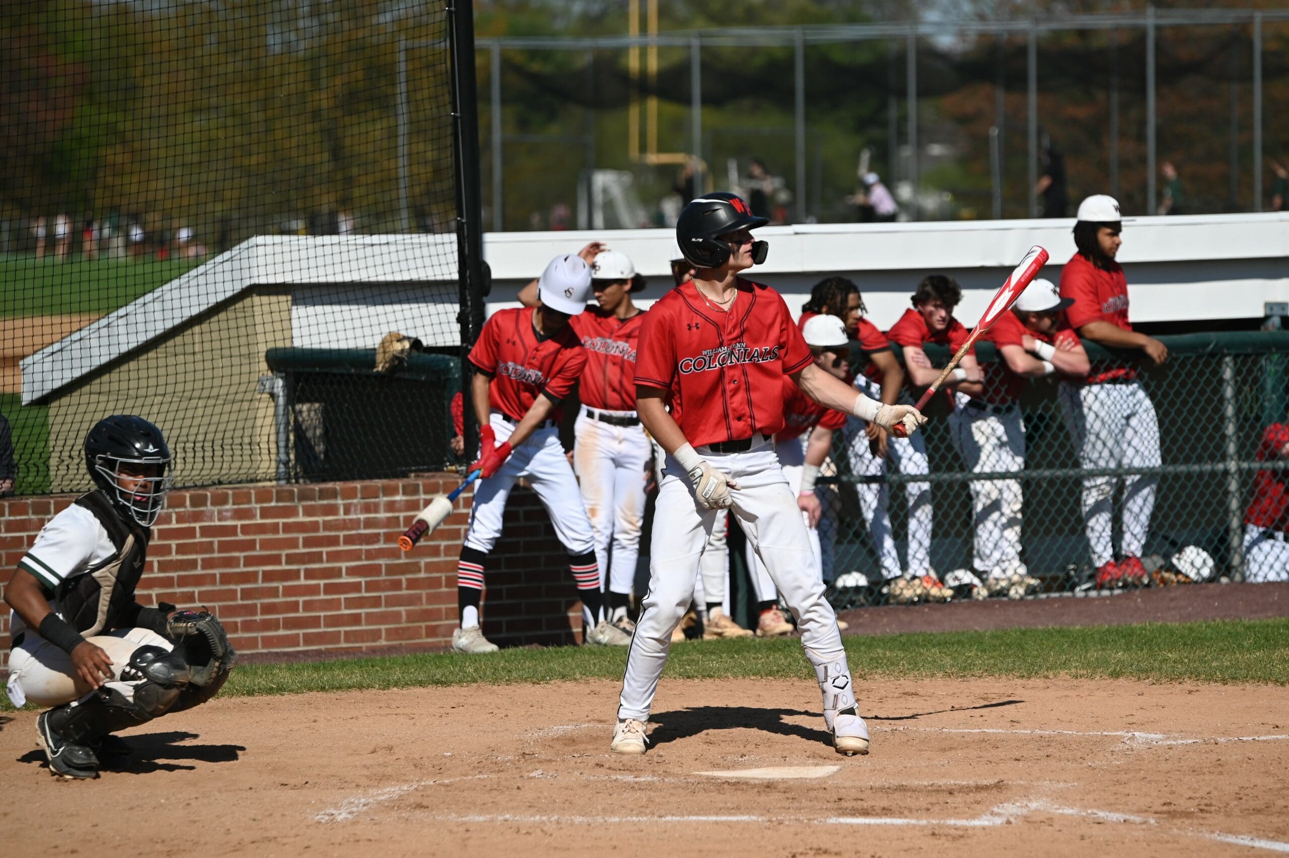 William Penn baseball Colby Gilbert hit a go ahead three run home run to lift the Colonials over Saint Marks. Photo by Nick Halliday scaled