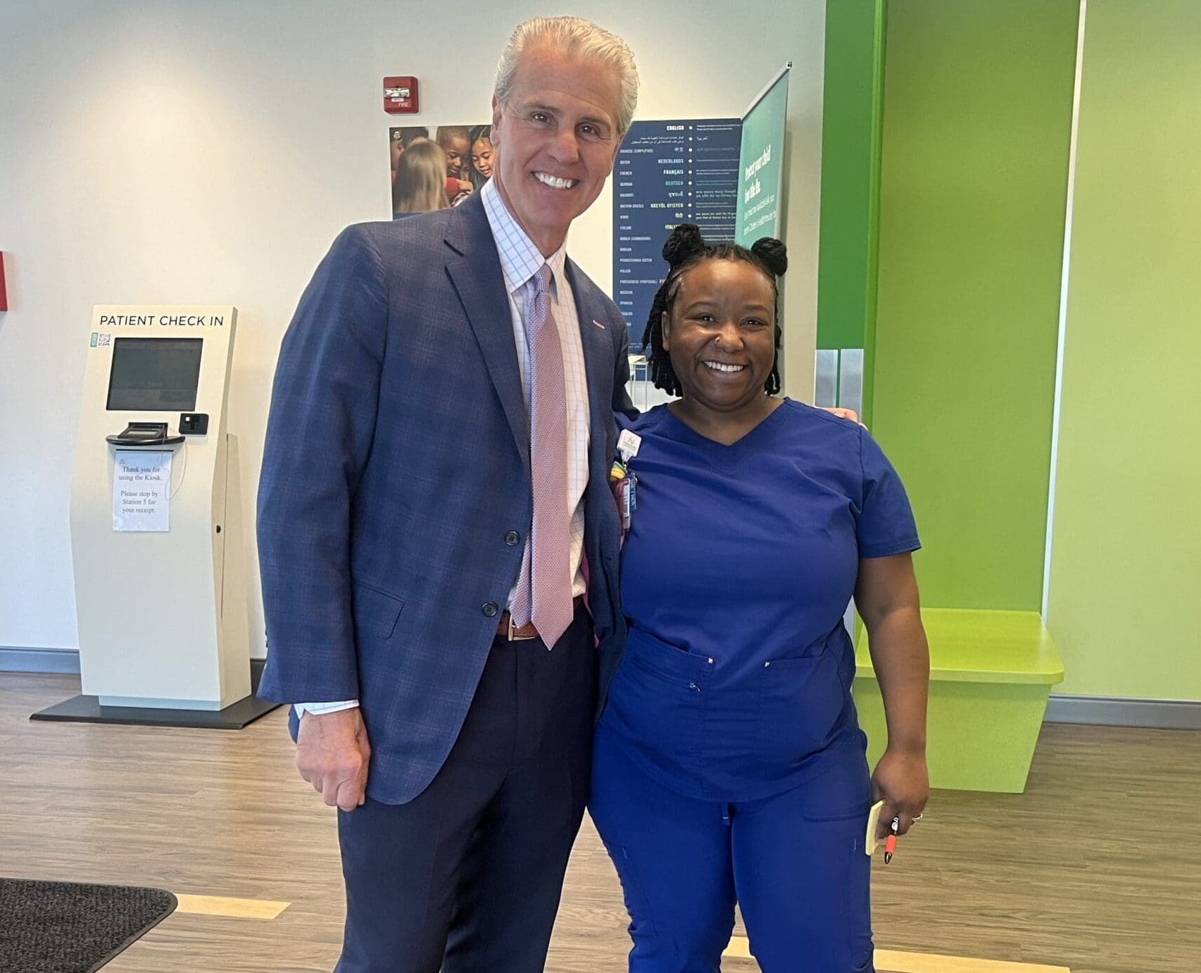 Mike Meoli and Quontisha Chisholm at Nemours, where Chisholm is a clinical medical assistant.