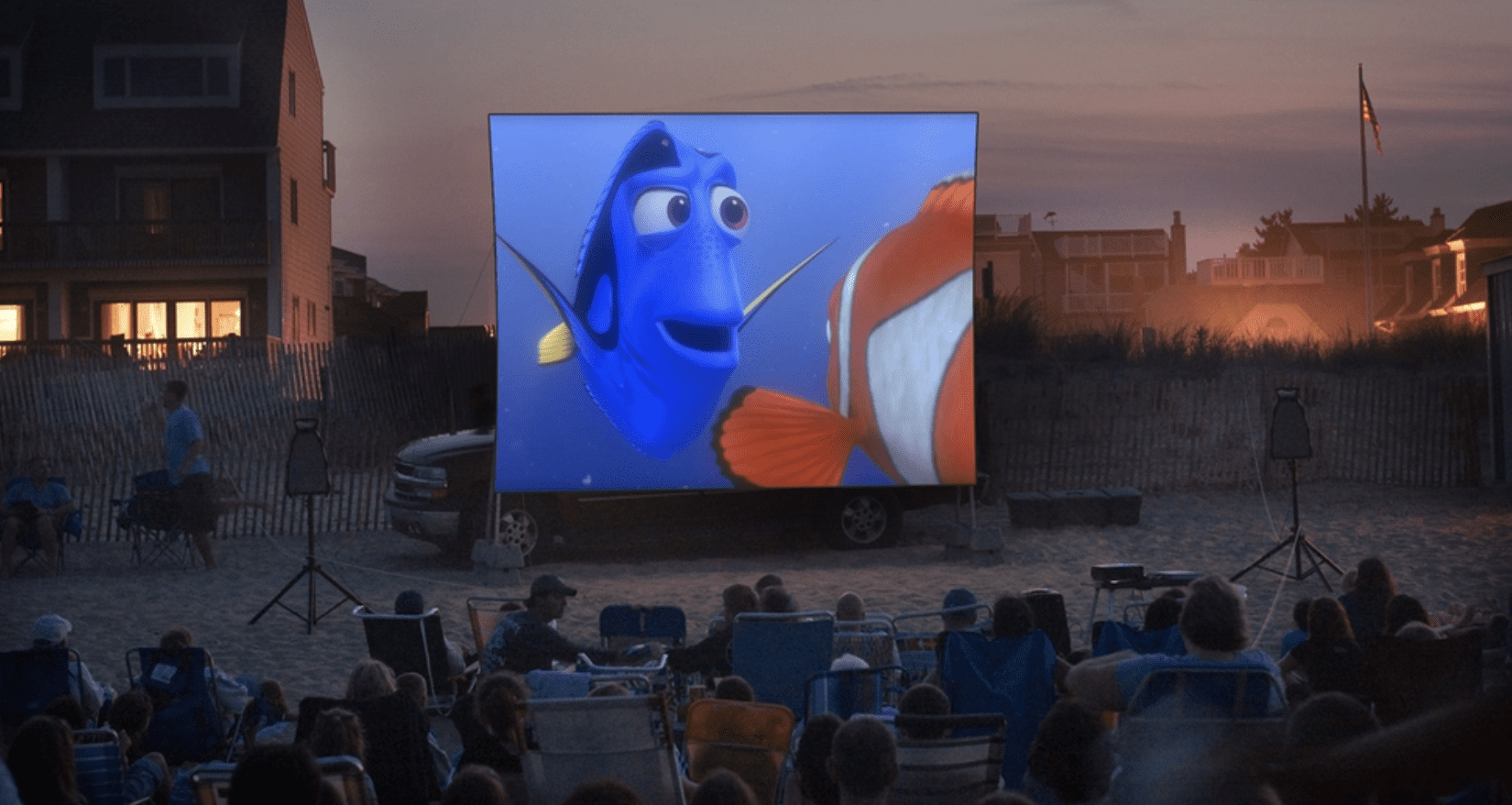 There's plenty of outdoor movies this summer in Delaware for some family fun. (Photo of a Dewey Beach outdoor movie taken by Carolyn Watson)