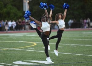 Newark Charter dance team performing at halftime of the football game. Photo by Nick Halliday