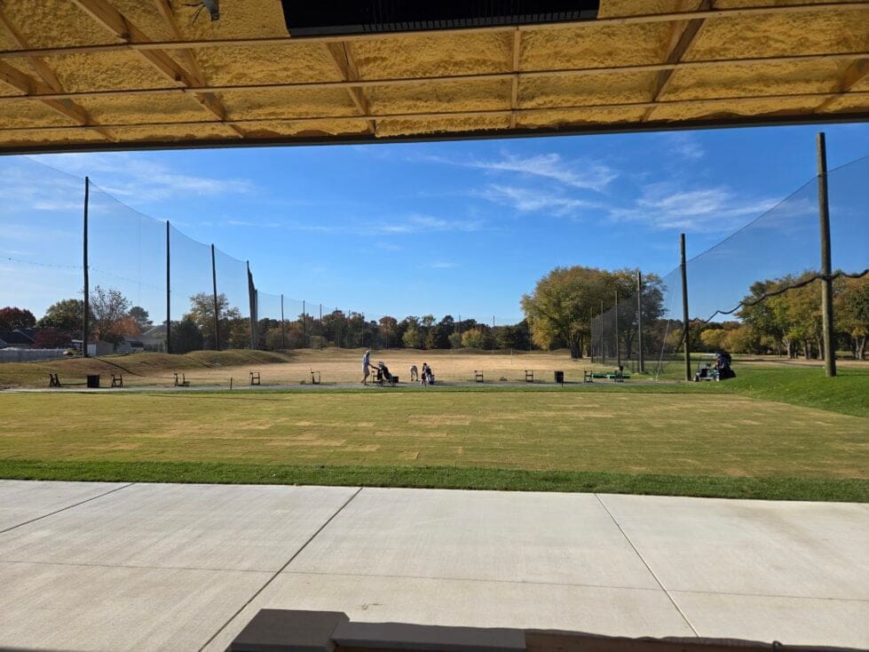 ‘Topgolf’-like experience to open soon at Southern Delaware Golf Club 4 The viewpoint of golfers as they are hitting out on to the range from under the cover of the new experience.
