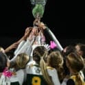 Saint Mark’s wins flag football championship on last-second TD over Padua 4 Saint Marks girls flag football team hoists the championship trophy. Photo by Ben Fulton