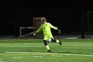 Salesianum Goal Keeper only allowed one goal against Caesar Rodney. Photo by Nick Halliday