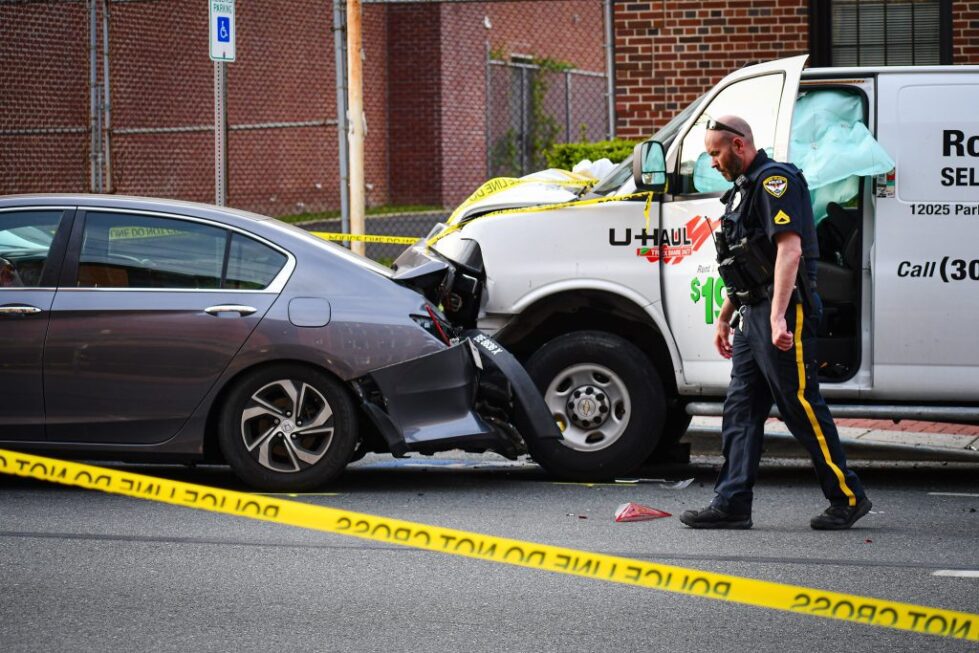 The U-Haul crash took place in Newark at about 4:30 p.m. Tuesday. (Photo by Larissa Veronica Heather/THE REVIEW)