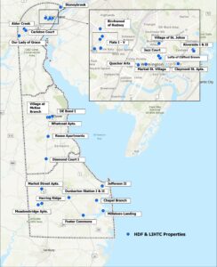 DSHA awards $3.18M in tax credits for affordable housing projects 3 Map shows Delaware properties supported through Housing Development Fund and Low-Income Housing Tax Credit programs. (Courtesy of DSHA)