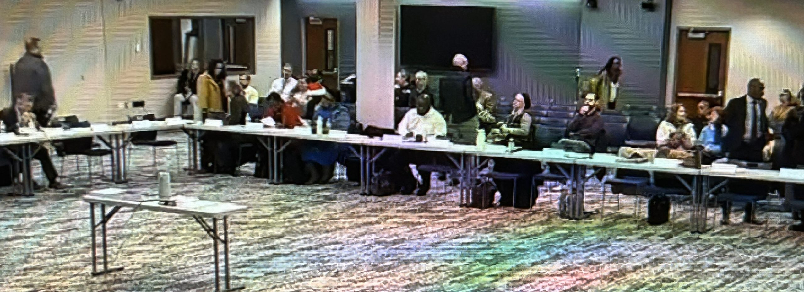 Redding Consortium Recommends Single Northern New Castle County School District 3 Redding Consortium members meeting around a U-shaped table.